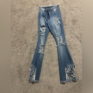 Fashionnova distressed flare jeans